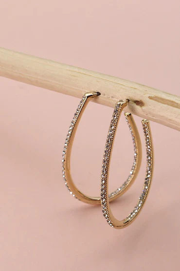 Sierra Rhinestone Oval Hoop Earrings