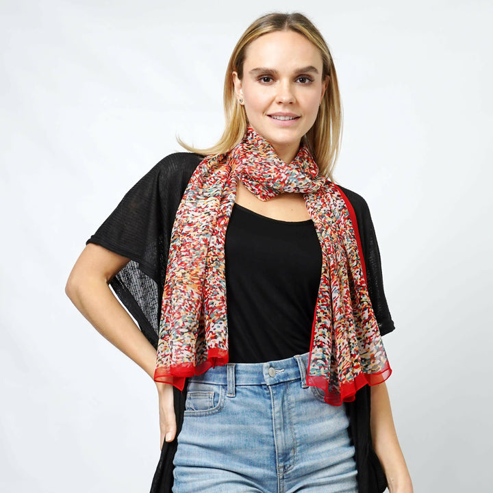 Elegant Abstract Print Chiffon Scarf