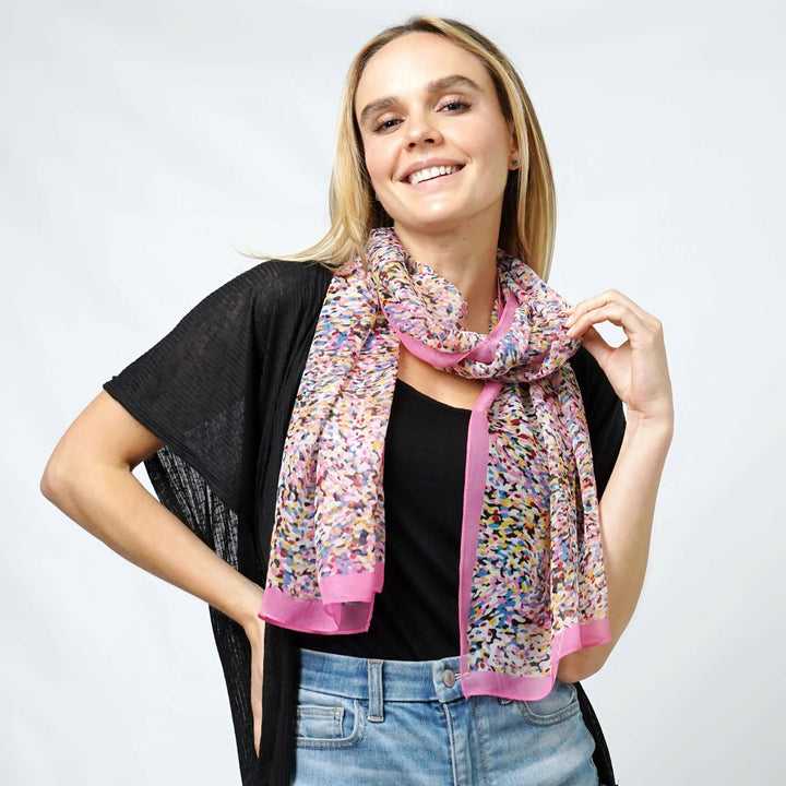 Elegant Abstract Print Chiffon Scarf