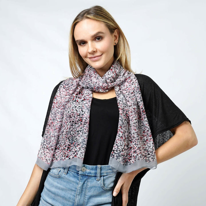 Elegant Abstract Print Chiffon Scarf