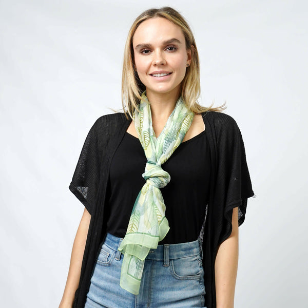 LEAF PRINT CHIFFON SCARF