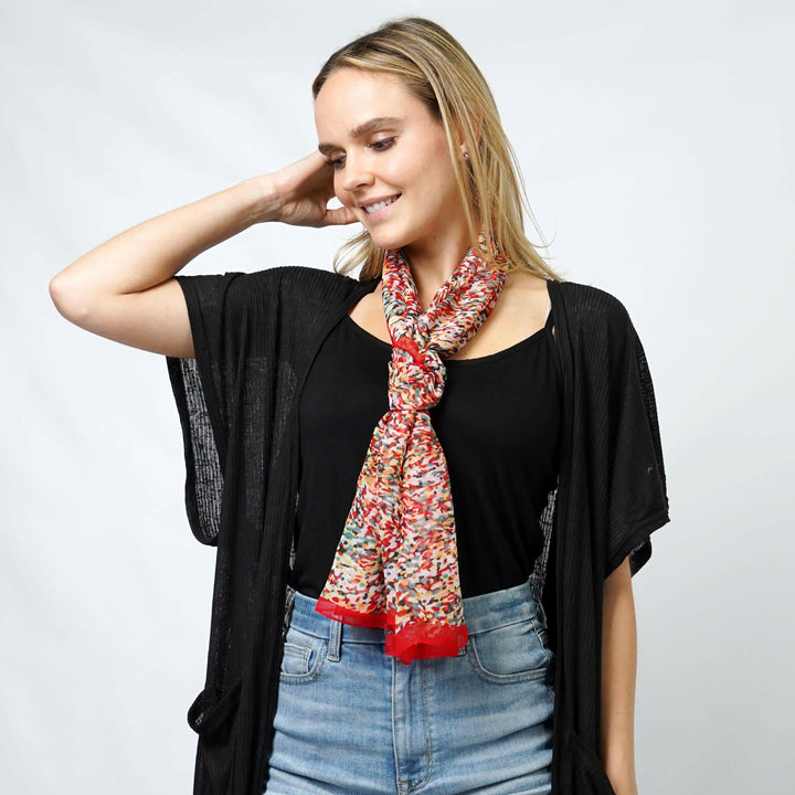 Elegant Abstract Print Chiffon Scarf