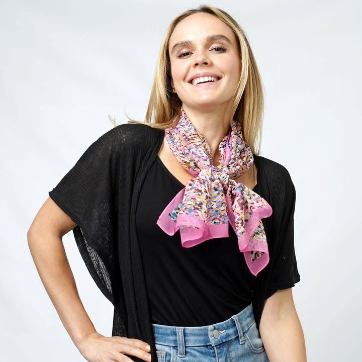 Elegant Abstract Print Chiffon Scarf