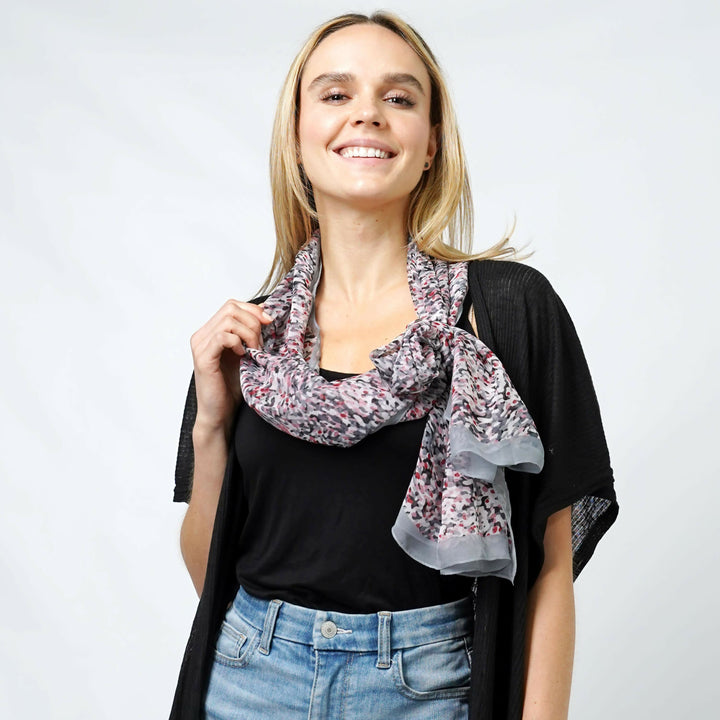 Elegant Abstract Print Chiffon Scarf